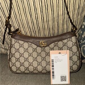 Gucci Beige and Brown GG Canvas Shoulder Bag